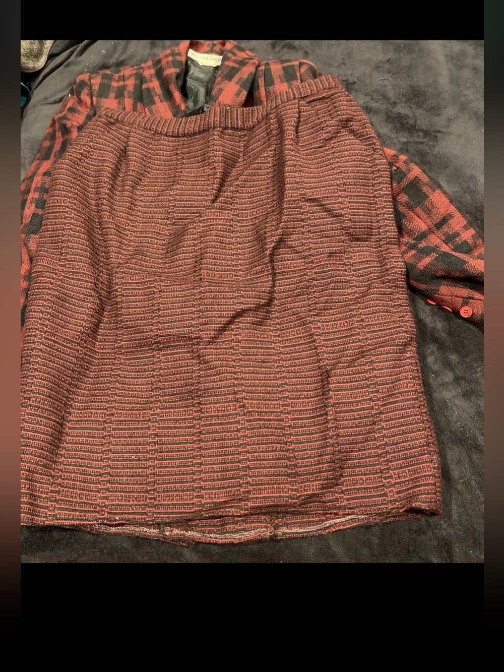 Vtg Anne Crimmins Umi Collections 100% Wool Skirt Suit Houndstooth Size 12
